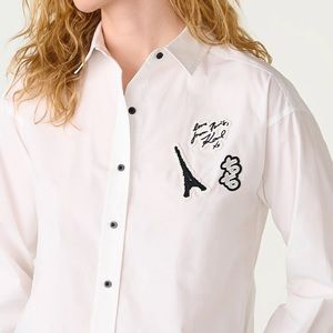Karl Lagerfeld Poplin White Shirt with Patches